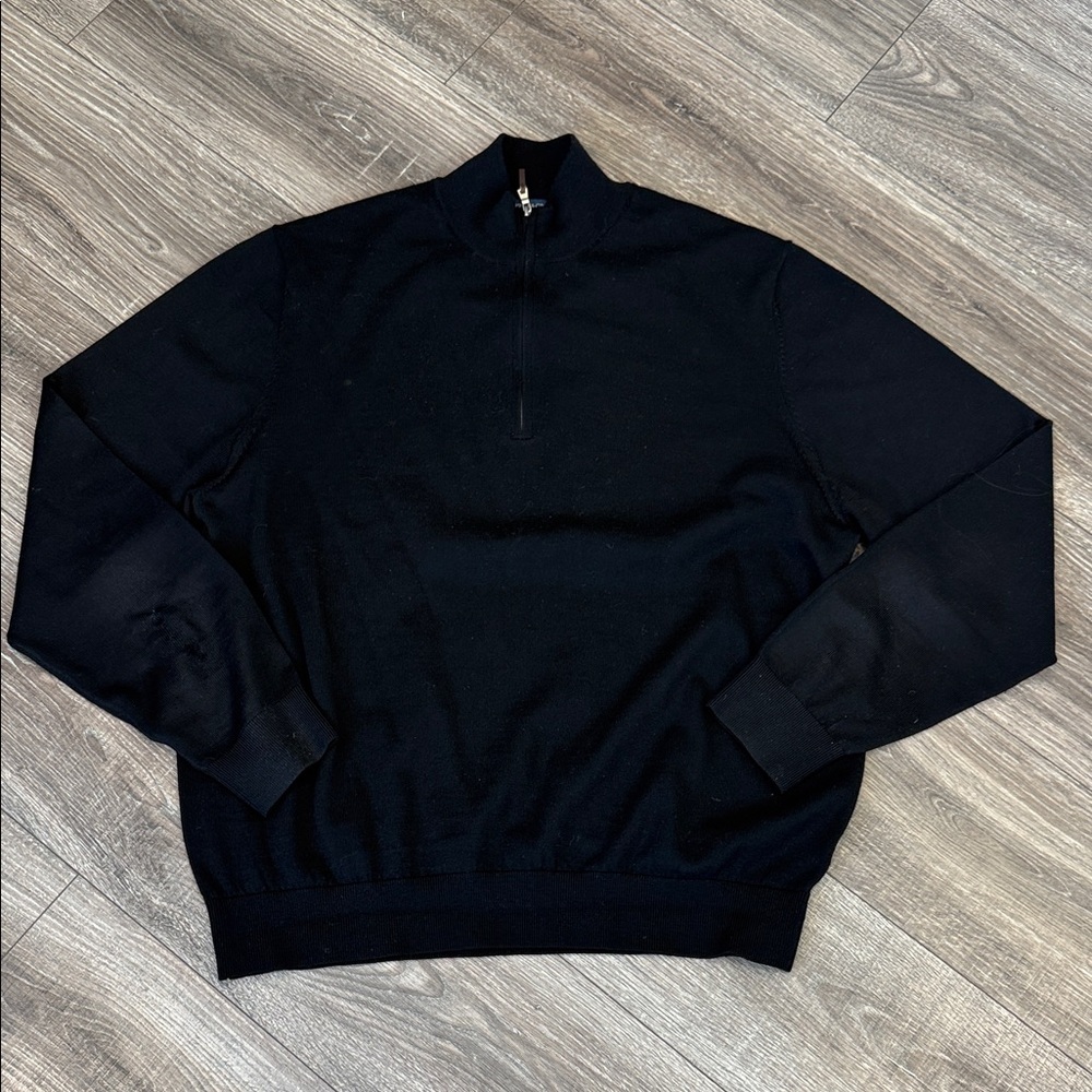 Fairway & Greene Men's Black Merino 1/4 Zip Sweater size XL